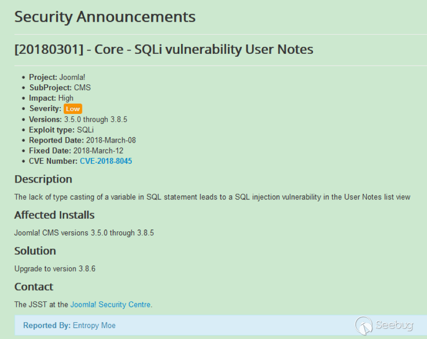 Joomla內核SQL注入漏洞（CVE-2018-8045）分析-波波的寂寞世界