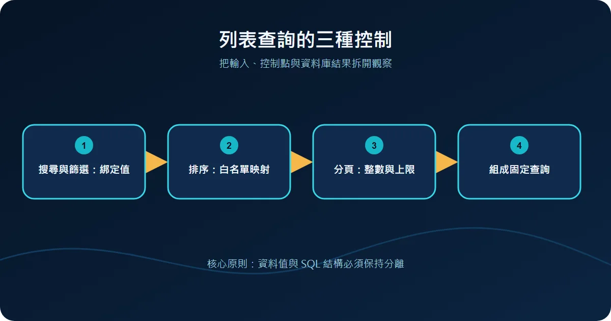 列表查詢的三種控制技術流程圖