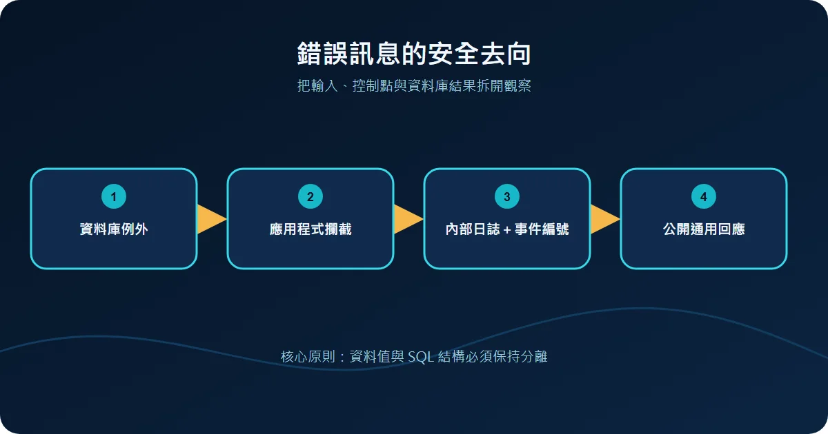 錯誤訊息的安全去向技術流程圖