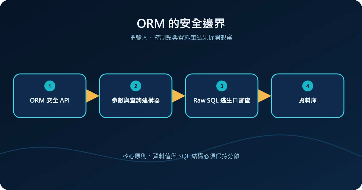 ORM 的安全邊界技術流程圖